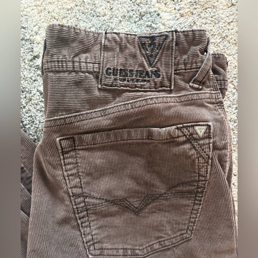 Y2K Guess Lincoln Slim Straight Corduroy Pants Brown Size 32 x 32